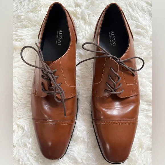 Alfani | Shoes | Alfani Brown Leather Oxford Shoes With Cap  display picture 1